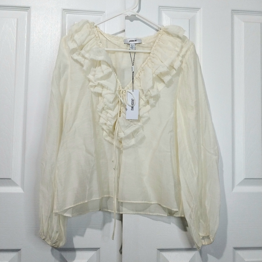 Jason Wu Raglan‎ Puff Sleeve  Blouse, NWT, Size M